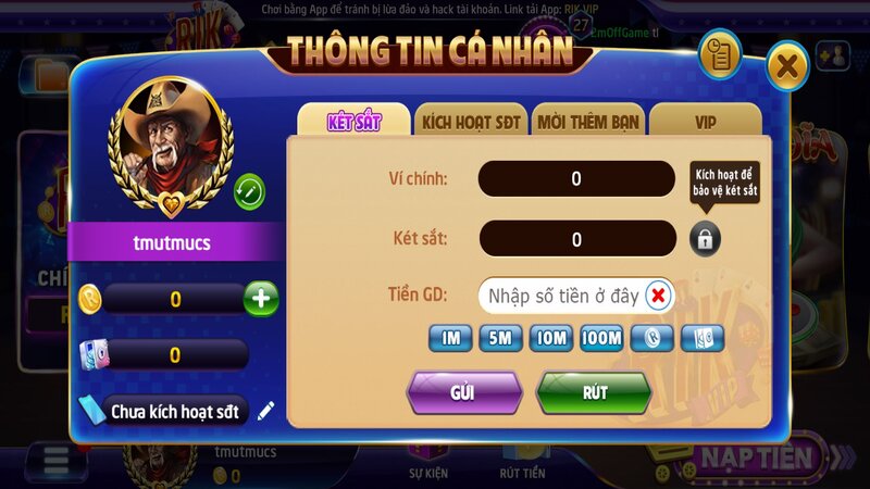 Hướng dẫn dùng tính năng két sắt RIKVIP