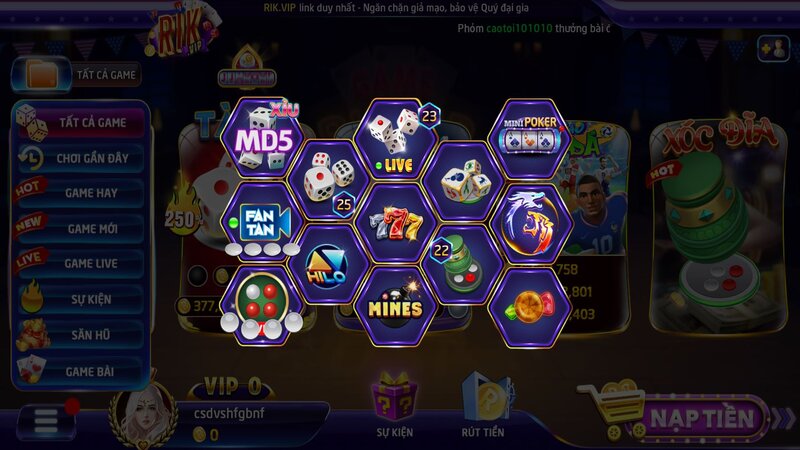 Danh mục mini game RIKVIP hấp dẫn